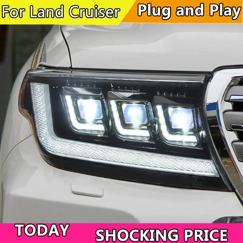 

Head Lamp for Toyota Land Cruiser LED Headlight 2008-2015 Headlights LC200 DRL Turn Signal High Beam Angel Eye Projector