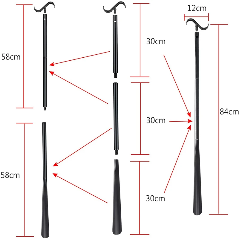 Multi-Functional Wear Socks Shoes Walking Stick Elderly Disabled Rehabilitation Tool Detachable Adjustable Auxiliary Rod