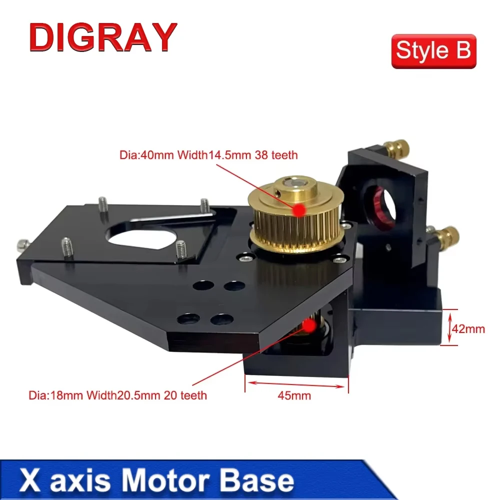 DIGRAY X-axis Motor Seat, Stepper Motor Reducer Nema20 38-Teeth for CO2 Laser Cutting and Engraving Machine
