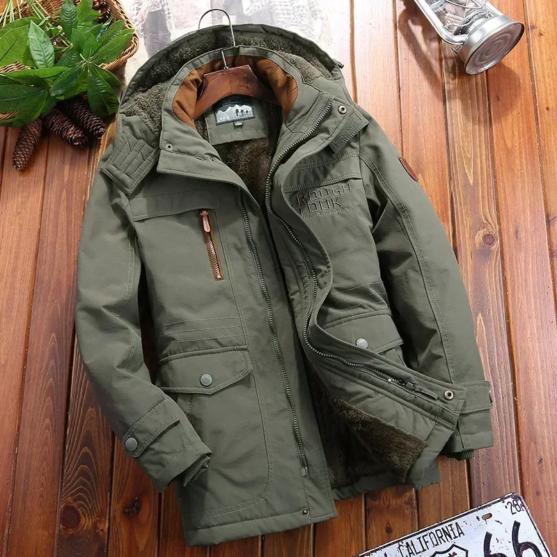 Giacca militare invernale calda da uomo Parka in pile addensare cappotto da uomo Casual agnello Parka giacca Cargo da uomo abbigliamento in velluto militare maschile