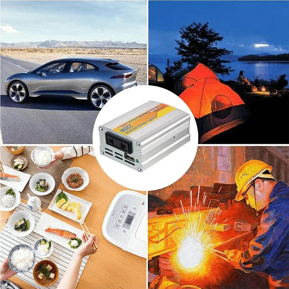 220W Power Inverter Car Mounted Solar Inverter USB Voltage Transformer Portable DC 12V To AC 220V Conversion USB Battery Clip image 2