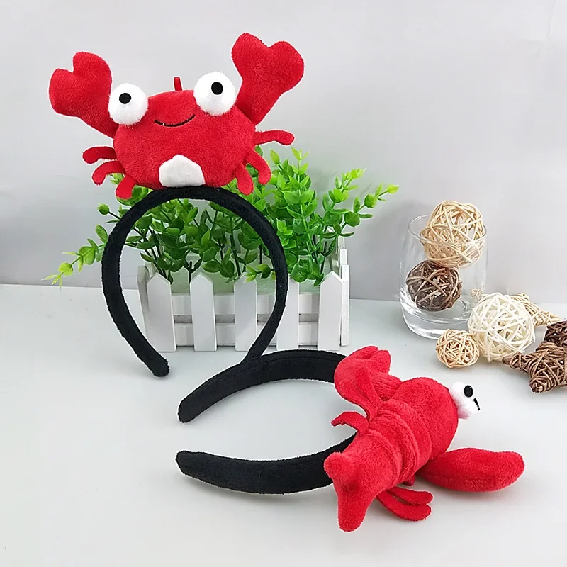 Red Crab Lobster Headband Party Headwear Sea Animal Cosplay Hair Hoop for Women Girls Boys