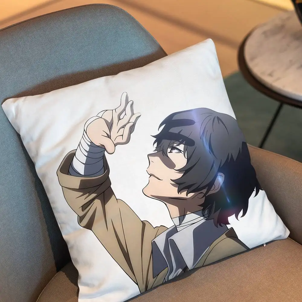Soukoku Osamu Dazai SKK Chuuya Print Throw Pillow Cover Square Cushion Case for Living Room Bedroom Decor