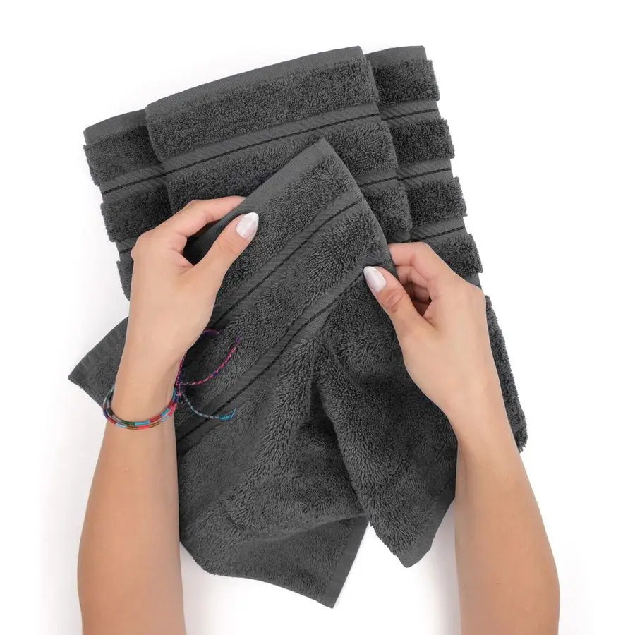 

Luxury 6 Piece Towel Set, 2 Bath Towels 2 Hand Towel 2 Washcloths, 600 GSM 100 Cotton Turkish Towels for Bathroom, Dark Gray Tow