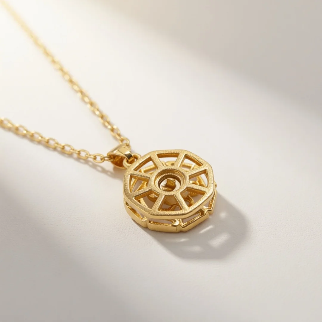Elegant Octagon Flower Pendant Necklace with Shiny round And Baguette Zircon Gold Plated Clavicle Chain for Women Fashion Jewelr