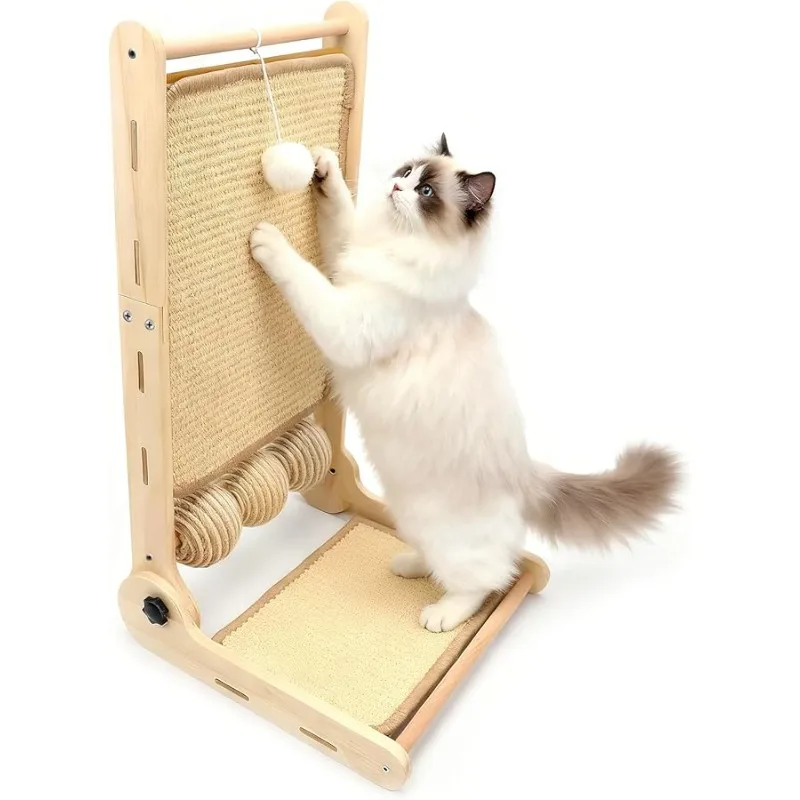 

L Shaped Cat Scratching Post, 23.2" Tall Sisal & Wooden Base Cat Scratcher Board for Indoor Cats, Sturdy Vertical Cats Scratchin