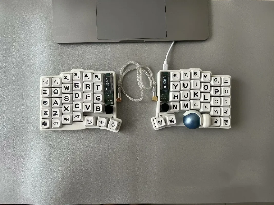 

Customized Trackball 59 Split Keyboard Kit Wired DPI Hot Swap Support Vail 3D Printing Ergonomics Split Keyboard Gaming Keyboard