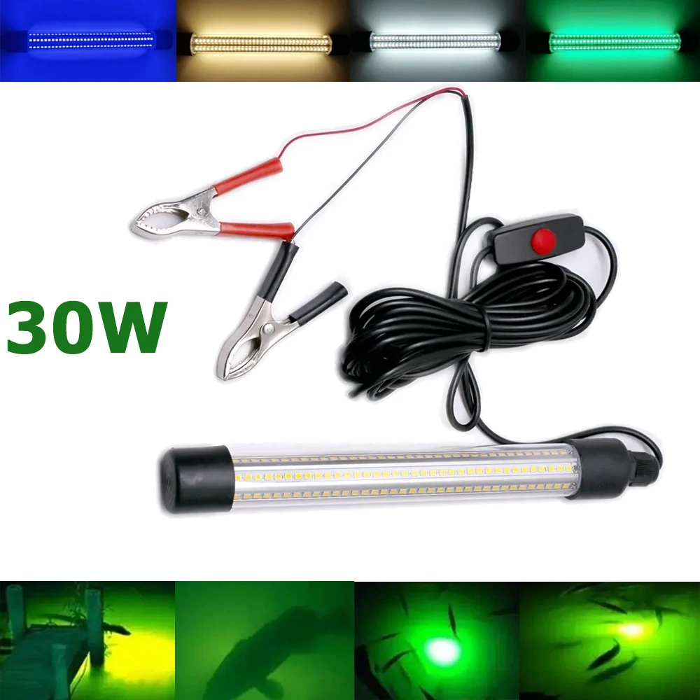 

Waterproof 30W Fishing Light 2835SMD 216LEDs Fishing Lure Lamp 12V Underwater Fishing Night Light Attract Fish Fishing Tools