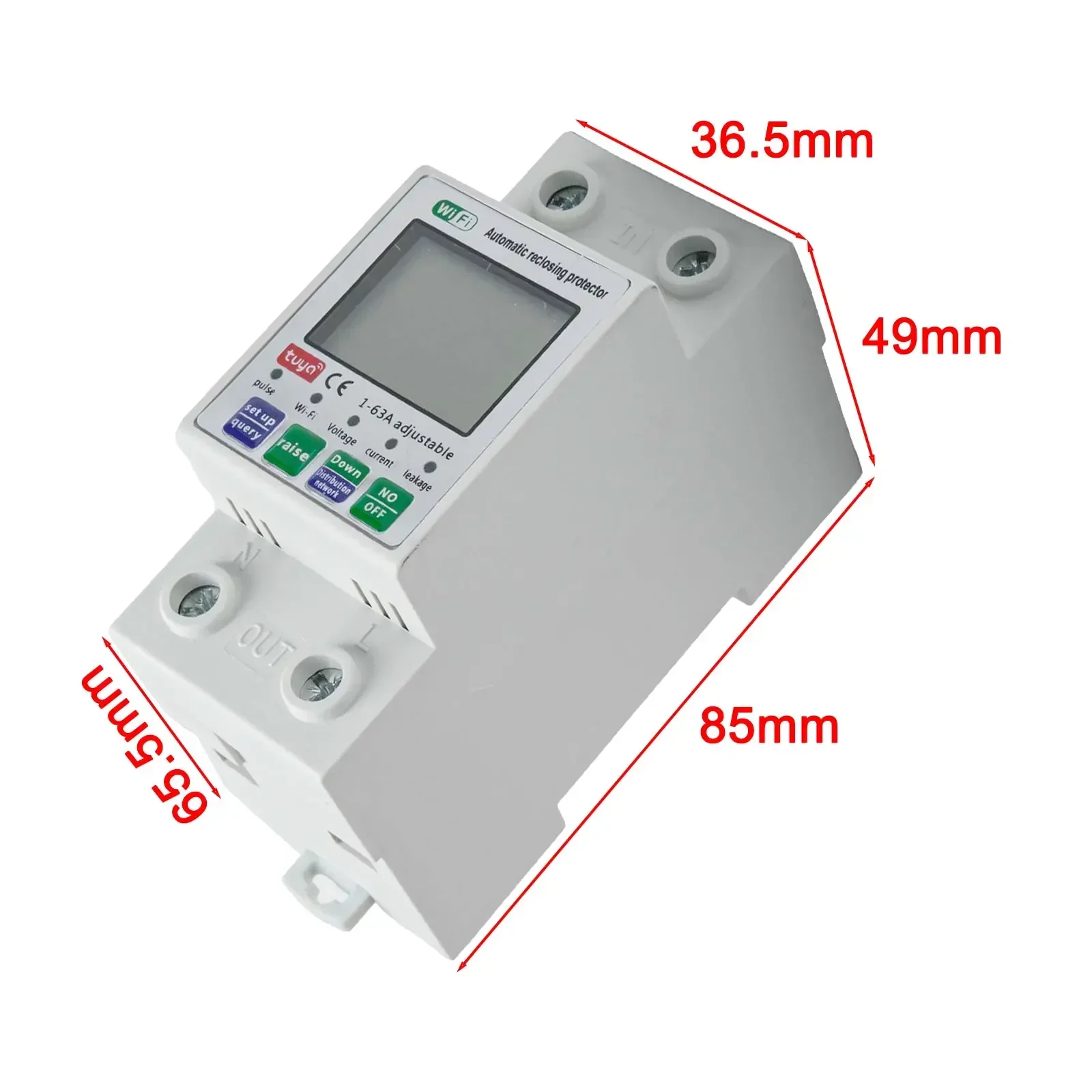 

For Tuya WiFi Smart Meter Current Breaker with LCD Display and Mobile Control for Voltage and Current Monitoring