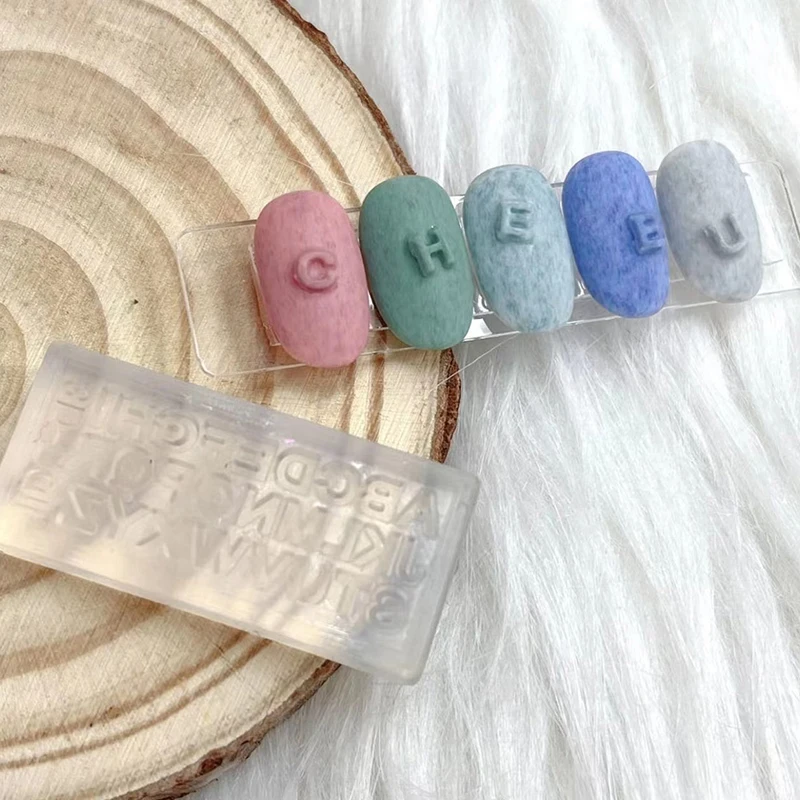 

1PC 3D Silicone Nail Carving Mold English Letters Mould Stamping Design Gel Stencils DIY Manicure Accessory Tools