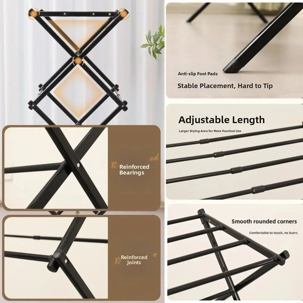 

Foldable Clothes Drying Rack Collapsible 3-Layer Cooling Clothes Rack Easy Assembly Steel Frame Clothes Airer Floor