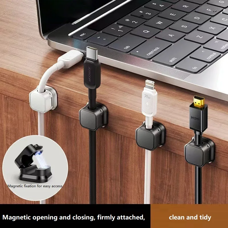 1-6PCS Magnetic Usb Cable Organizer Cable Holder Self-adhesive Cable Winder Menagment Desk for Office Desktop Home RXQ09