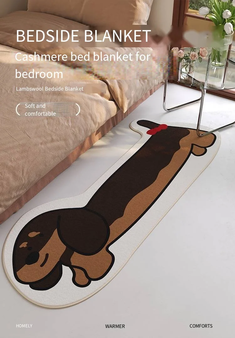 

VIKAMA мультяшный ковер с таксой для спальни, мягкий домашний декоративный креативный коврик на прикроватной подушке, прикроватный ковер для украшения дома