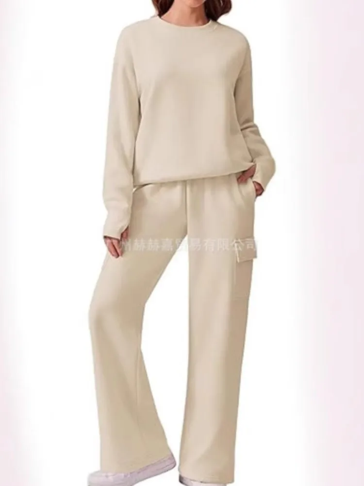 

Autumn Winter Women's Fashion Sports Casual Sweatshirt Set Two Piece Outfits Woman Elegant Casual Loose Woman 2 Piece Set Outfit