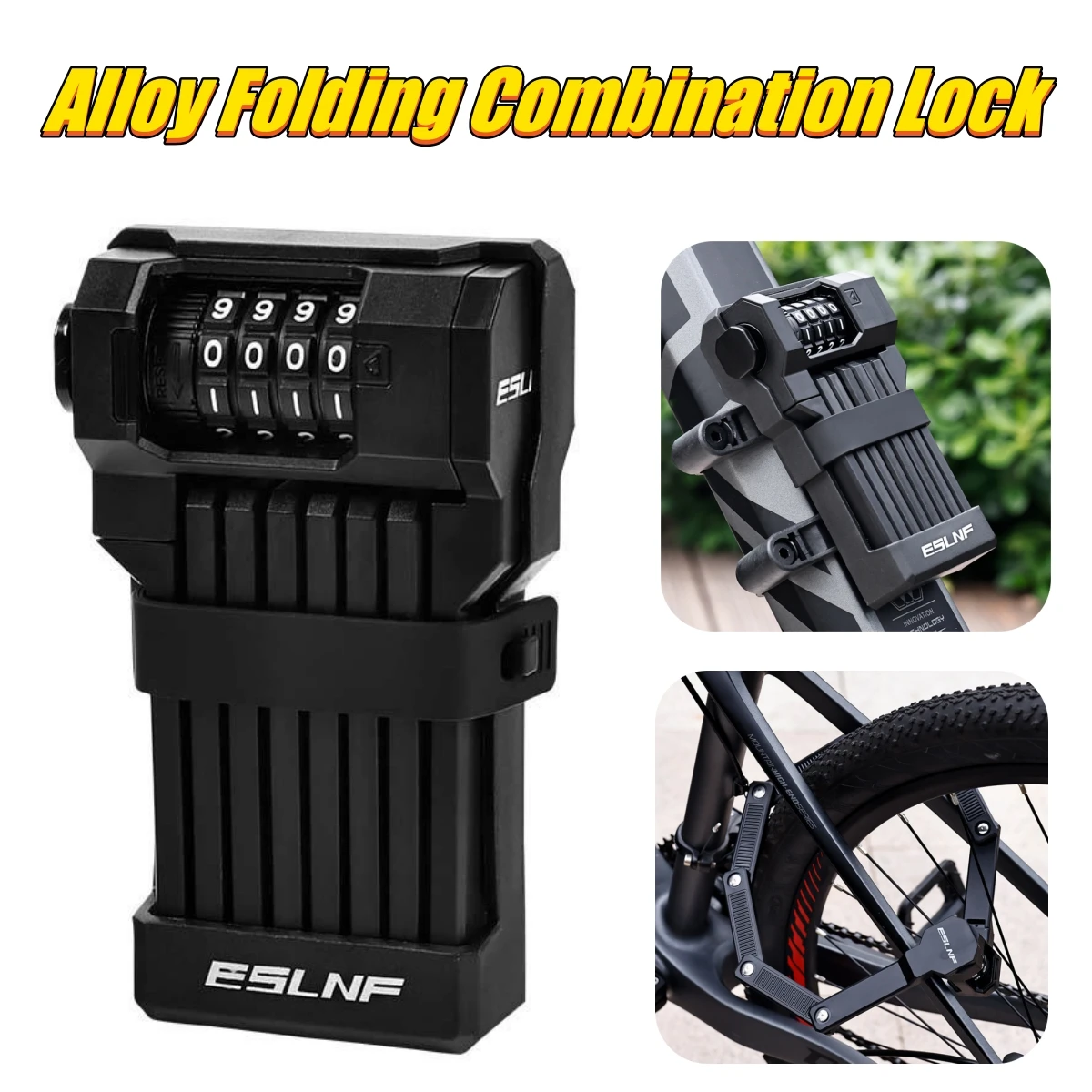 Bicycle Alloy Folding Lock Combination Lock Mountain Bike Shear Anti-Pressure Anti-Theft Foldable Lock Riding Accessory