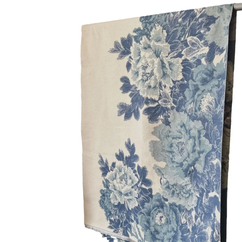 

Autumn and winter clothing with a sense of wealth, peony double-sided printing scarf, cheongsam, gift shawl