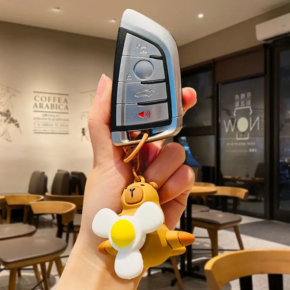 Cartoon Capibala Capybara Keychain Happy Spin Aircraft Propeller Capybara Keyring Funny Jewelry Gift