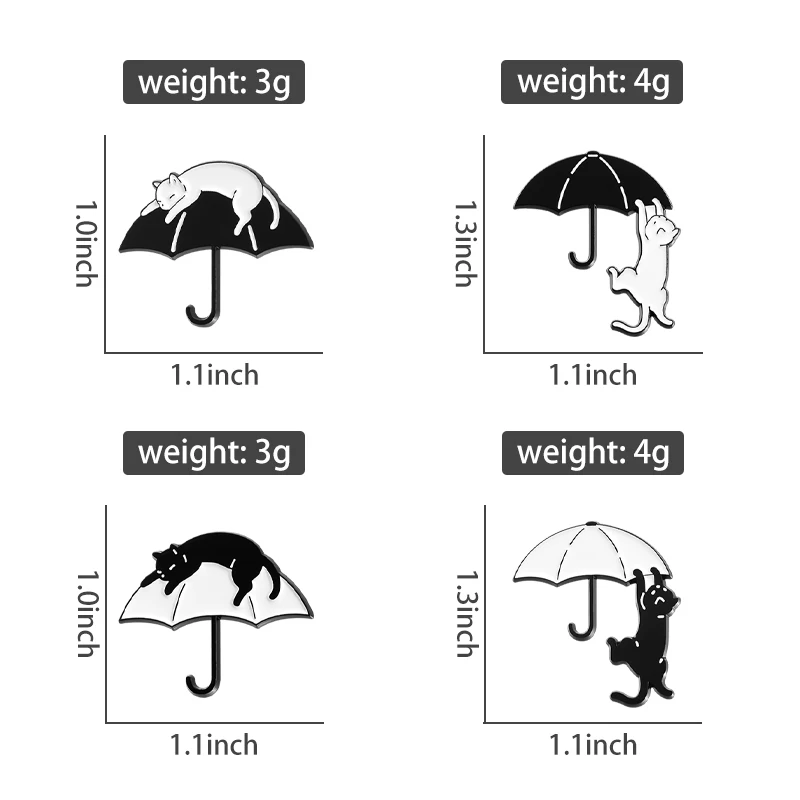 Black Cat Playing umbrella Enamel Pins Cute Cartoon Animal Brooches Lapel Badge Backpack Clothes Jewelry Accessories for Friends