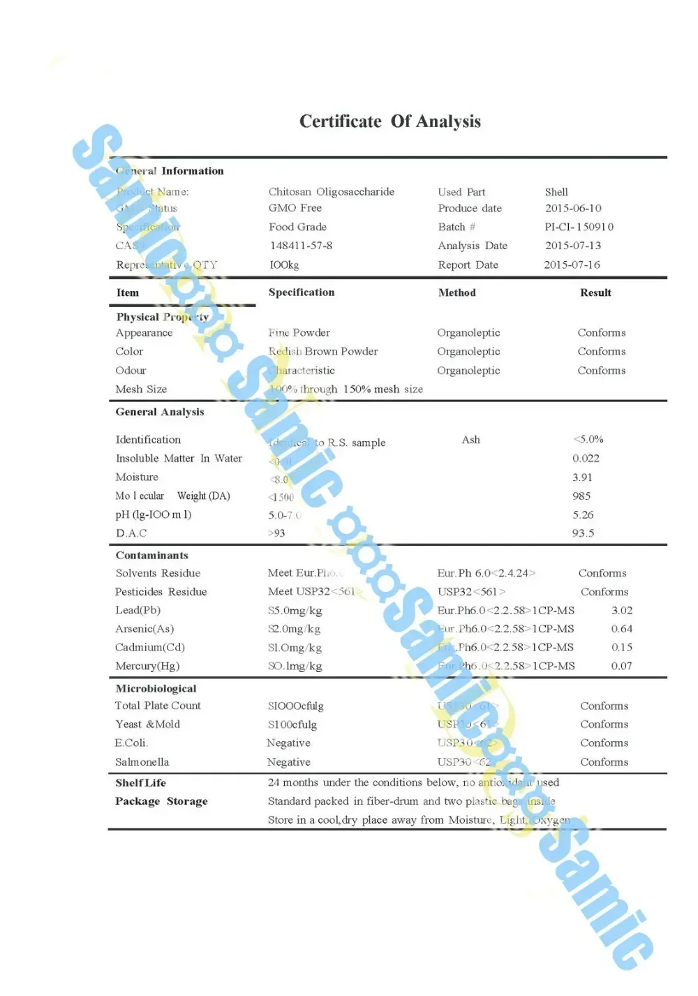 CHITOSAN Oligosaccharide - Polvere solubile in acqua senza fattore di boccioli di shock X