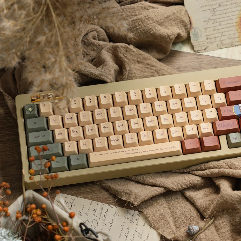 

Sonnet Keycap 143 Keys Retro Style PBT Keycaps for Menchanical Keyboard Cherry Profile Romantic Poetry Theme Original Key Caps