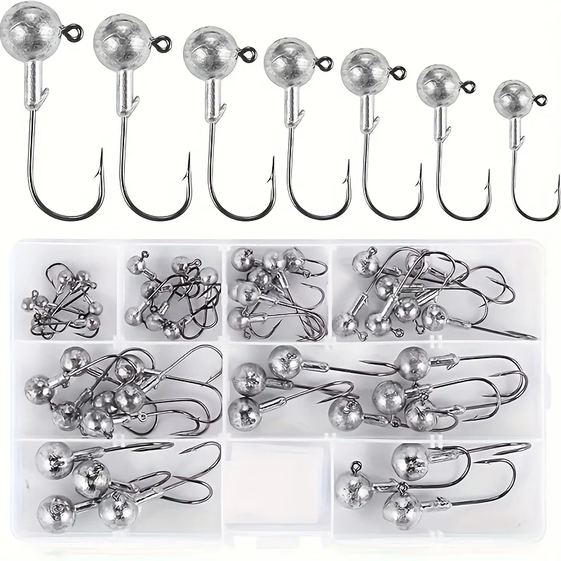 Jig-Kopfhaken, Angelausrüstung mit Widerhaken, Mehrzweckset, Salzwasserangeln, Barschhaken, Premium-Angelset