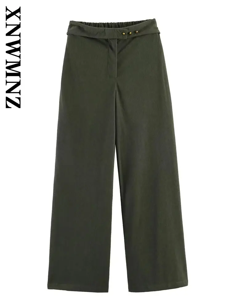 

XNWMNZ 2026 Summer New Woman Simple Fashion Button long Long Pants Bohemian Vintage Woman's Commuting Thin Loose Fit High Waist