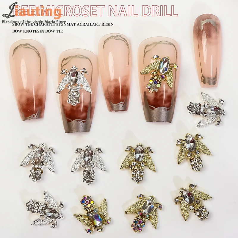 3 Stuks Schattige Bee Serie Nagel Bedels Metalen 3d Bijen Nagel Steentjes Glanzende Sieraden Voor Nail Art Decoraties