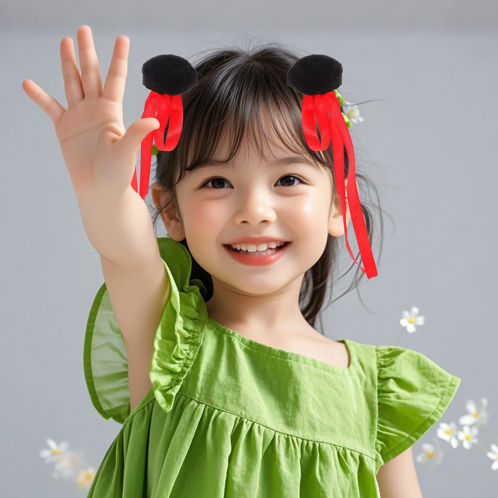 

2 Pairs Meatball Clips Women Girls Barrettes Small Hair Clips For Fine Hair Ribbon Elegant Versatile Design Materials