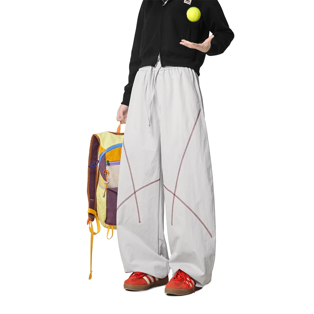 

Мужские летние широкие брюки с эластичным поясом, свободные, повседневные, с высокой талией, для активного отдыха, в уличном стиле, модные, 2026 Новинка