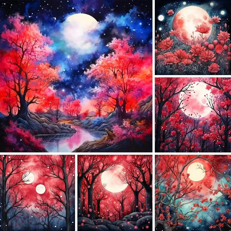 5D Diamond Painting By Number Kits,Mangrove Forest Moonlight,Paint with Diamonds Art,Craft,Full Drill Cross Stitch Decoration