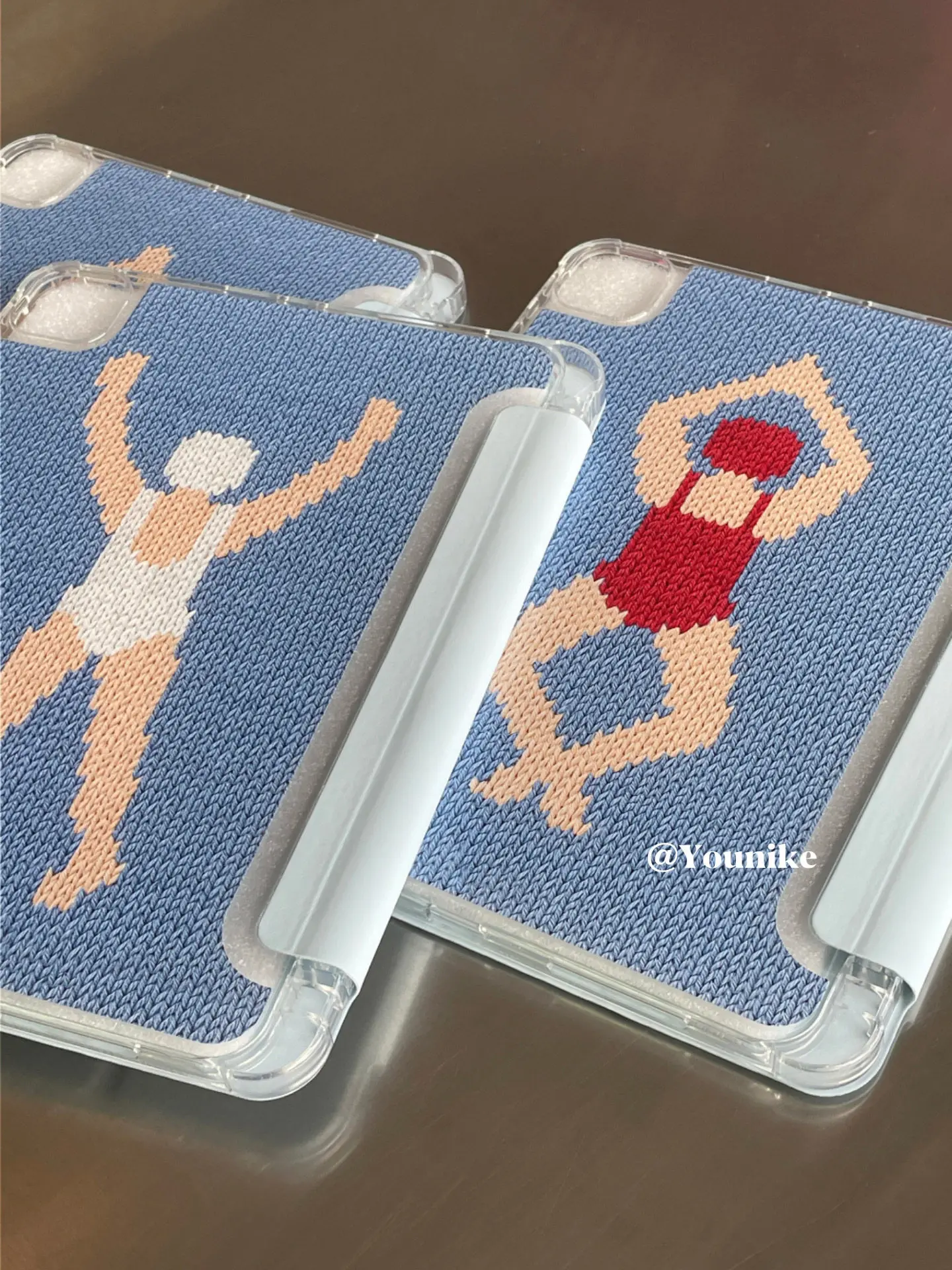 Blue Knitted Sweater Swimming Tablet Case For iPad Pro 11 13 M2 M4 M3 10.2 5/6th 7/8/9/10/11th Mini 6 7 Air 3 4 5 6 Stand Cover