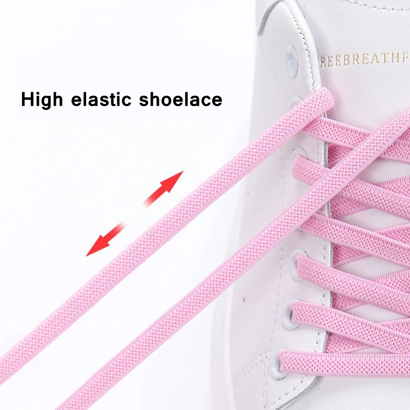 1 Pair Flat Elastic Laces Sneakers Shoelace Without Ties Round Capsule Lock Kids Adult Sports Shoestring Rubber Band Accessories