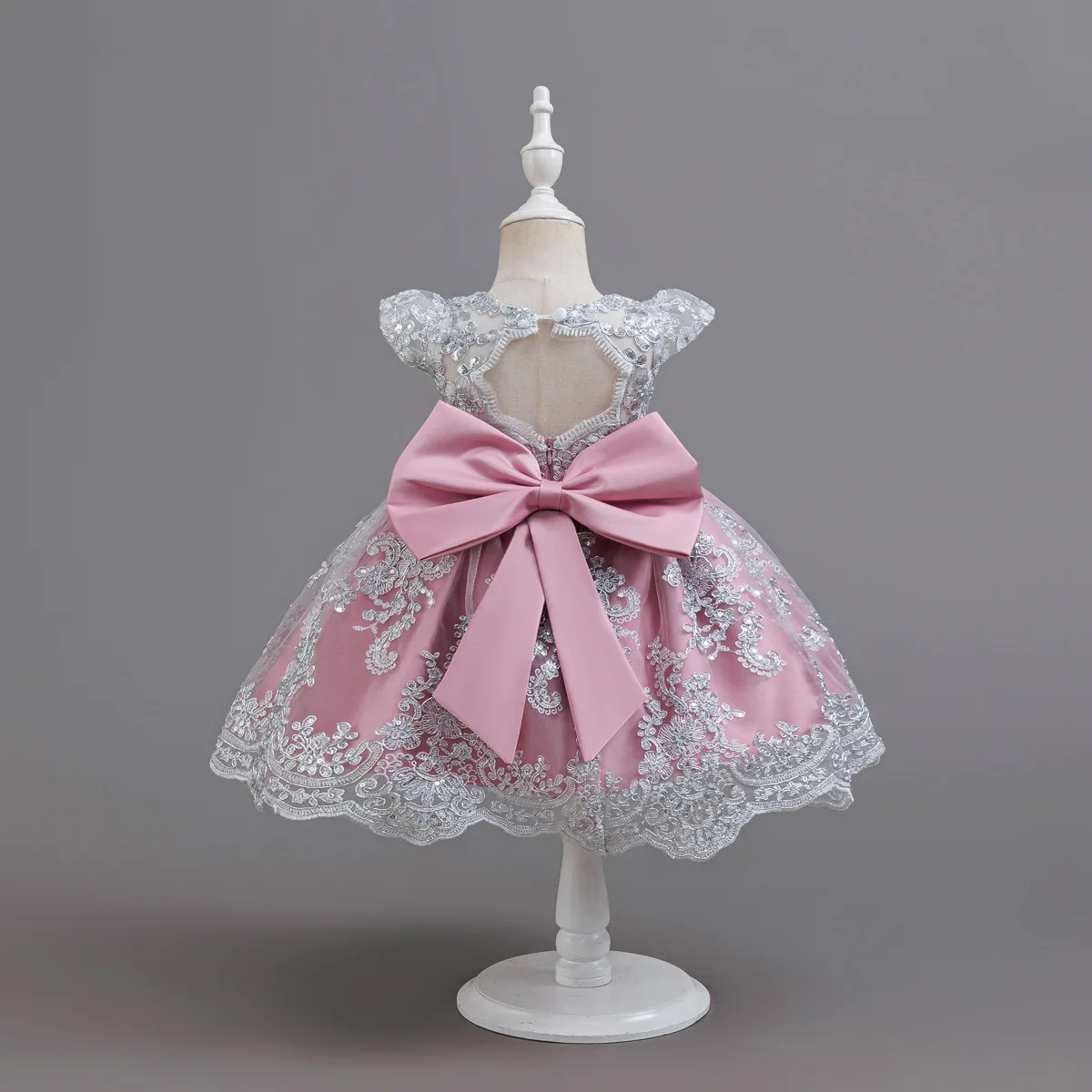 HETISO Children's Dress Princess Embroidery Lace Flower Girls Holiday Party Ball Gown Little Kids Summer Costume 1-6Y