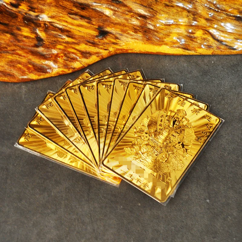 Brass God of Wealth Card Copper Peace Protection Collectible Card