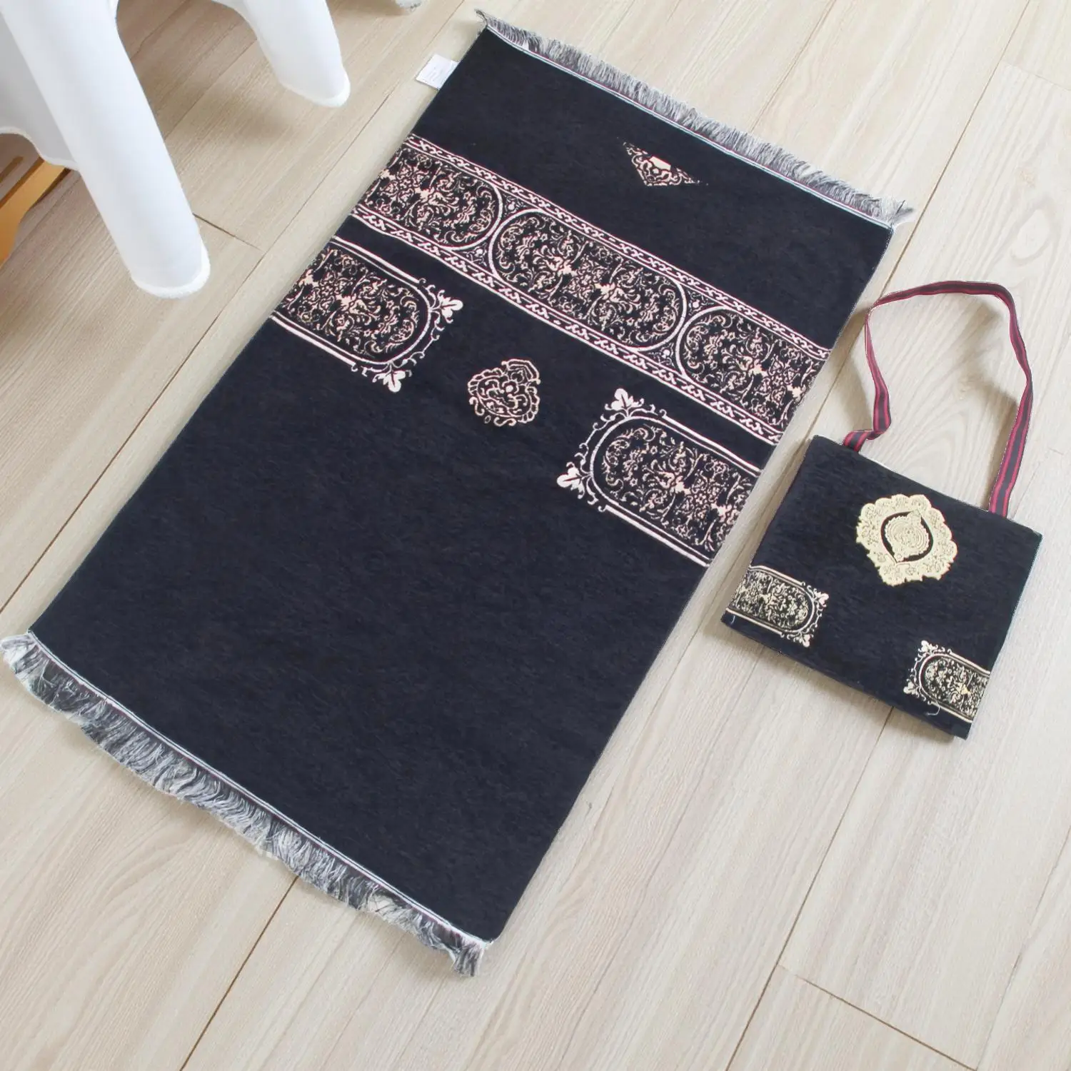 2-teiliges Set Gebetsteppich mit muslimischem Gebetsteppich, Geschenktüte, Reise-Gebetsteppich, Hajji-Geschenksets – Detail 3