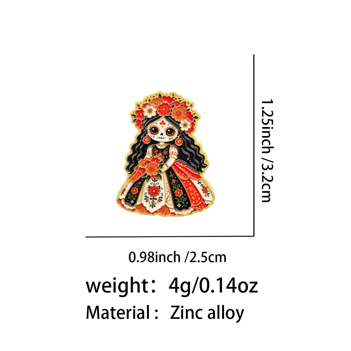 5 Stück/Set, Emaille-Anstecknadel mit Totenkopf-Motiv, Vintage-Braut-Brosche, mexikanische Anstecknadel, Abzeichen, Accessoires, modischer Schmuck, Geschenkidee. – Detail 5