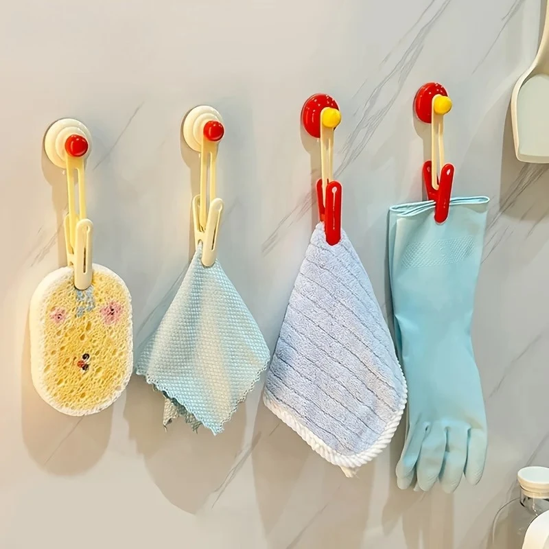 1pc 360° Rotatable Suction Cup Hook, Wall & Ceiling Mount Anti-Slip Storage Rack for Towels, Gloves,Toothpaste & Facial Cleanser