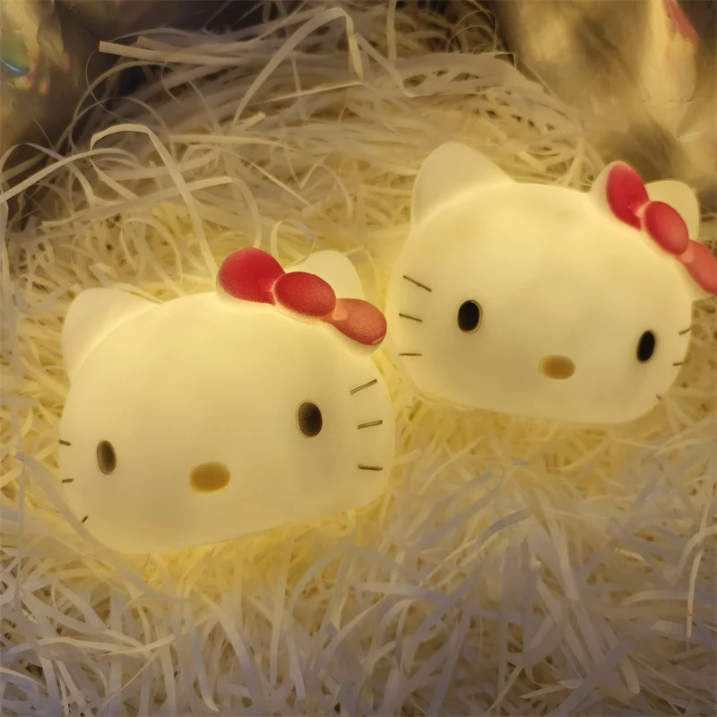 Kawaii Sanrio Hello Kitty Bedside Night Light Figures Toy Childrens Home Decoration For Children Christmas Birthday Gift