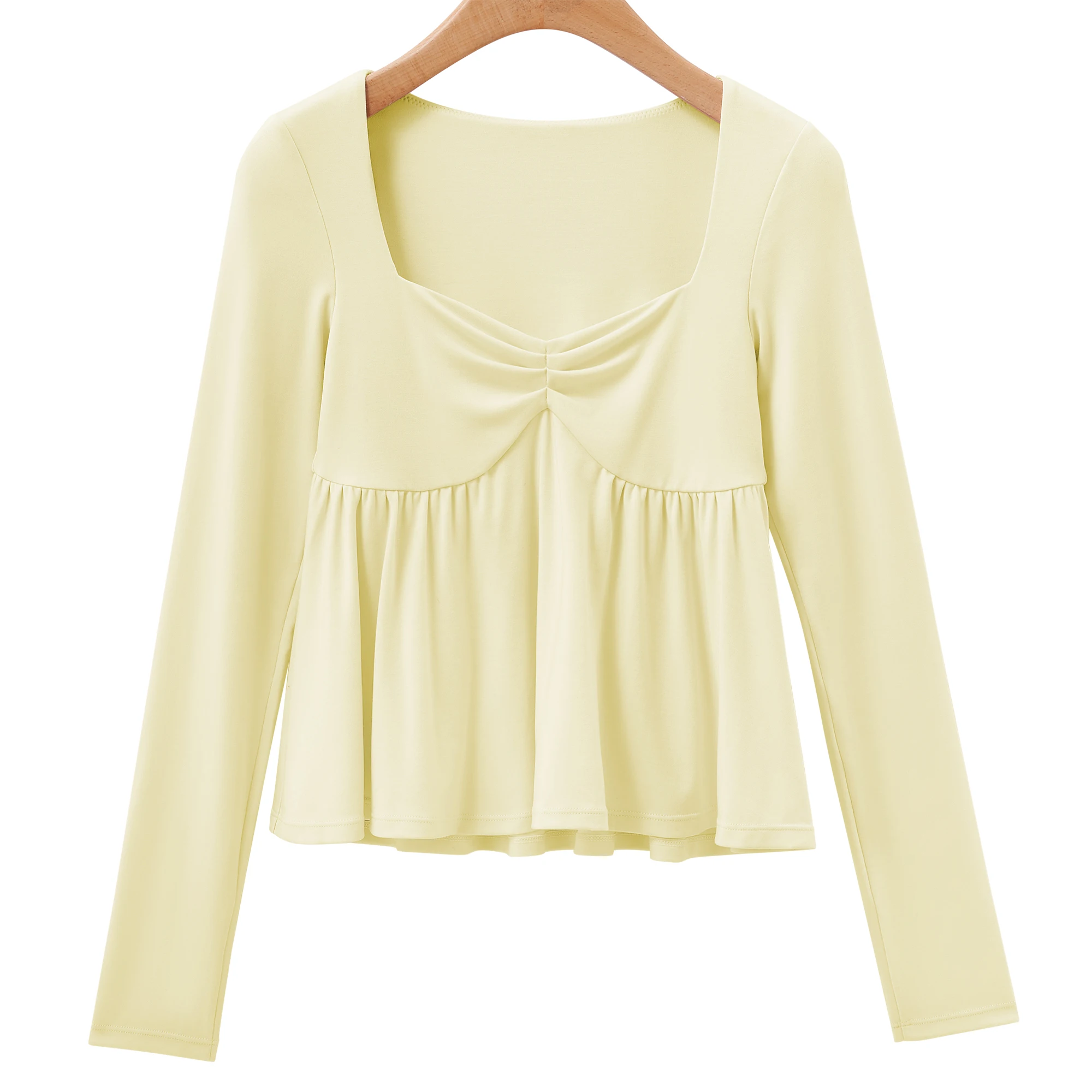 Damen Fairy Y2k Cottage T-Shirt Coquette Quadratischer Ausschnitt Langarm Babydoll Tees Herbst Frühling Vintage Kleidung Lässiger Pullover Top – Detail 24