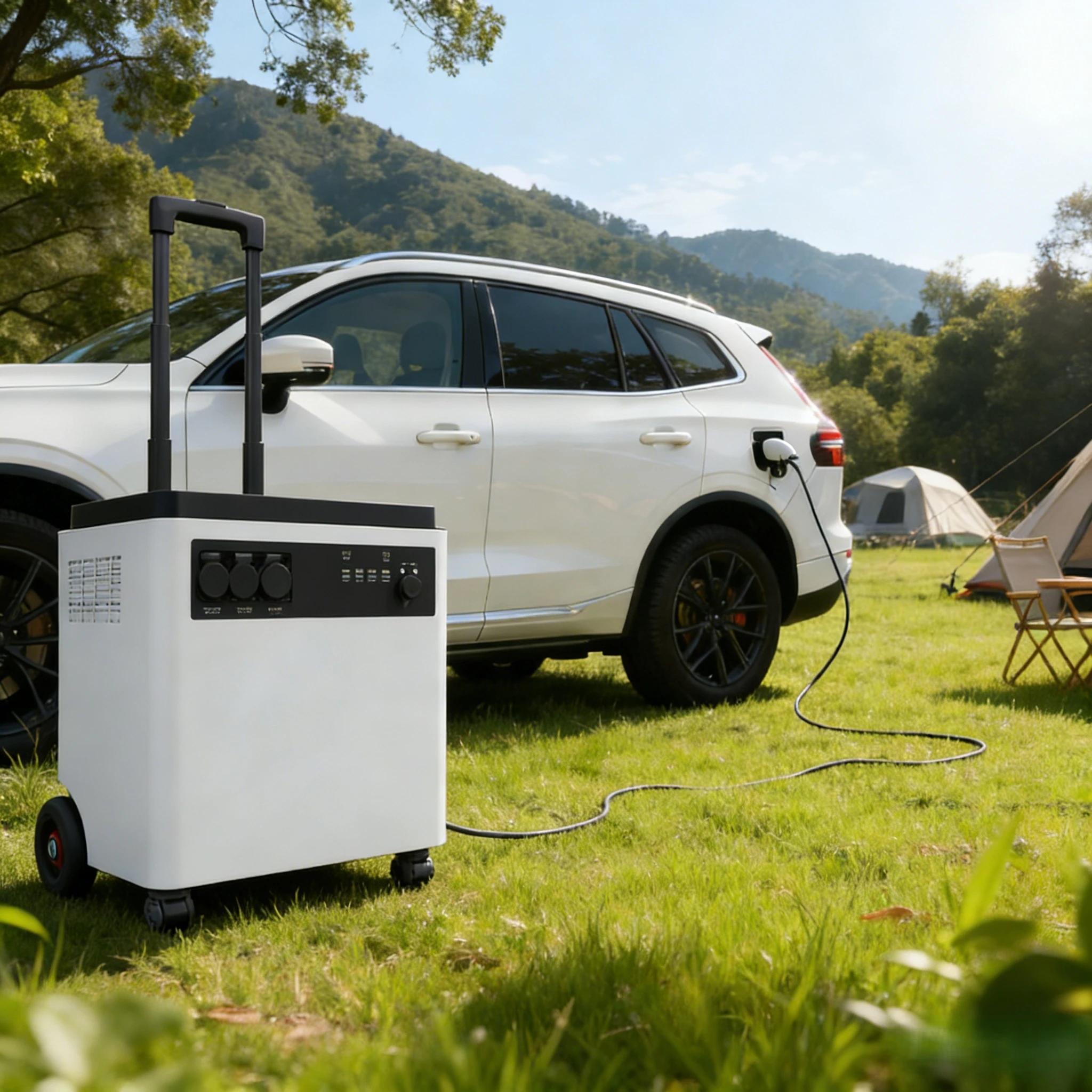 Lezet Portable 6000W 6092.8Wh LiFePO4 Battery Station Solar Panel Pure Sine Wave Inverter Trolley Wheels Outdoor Mobile RV Car