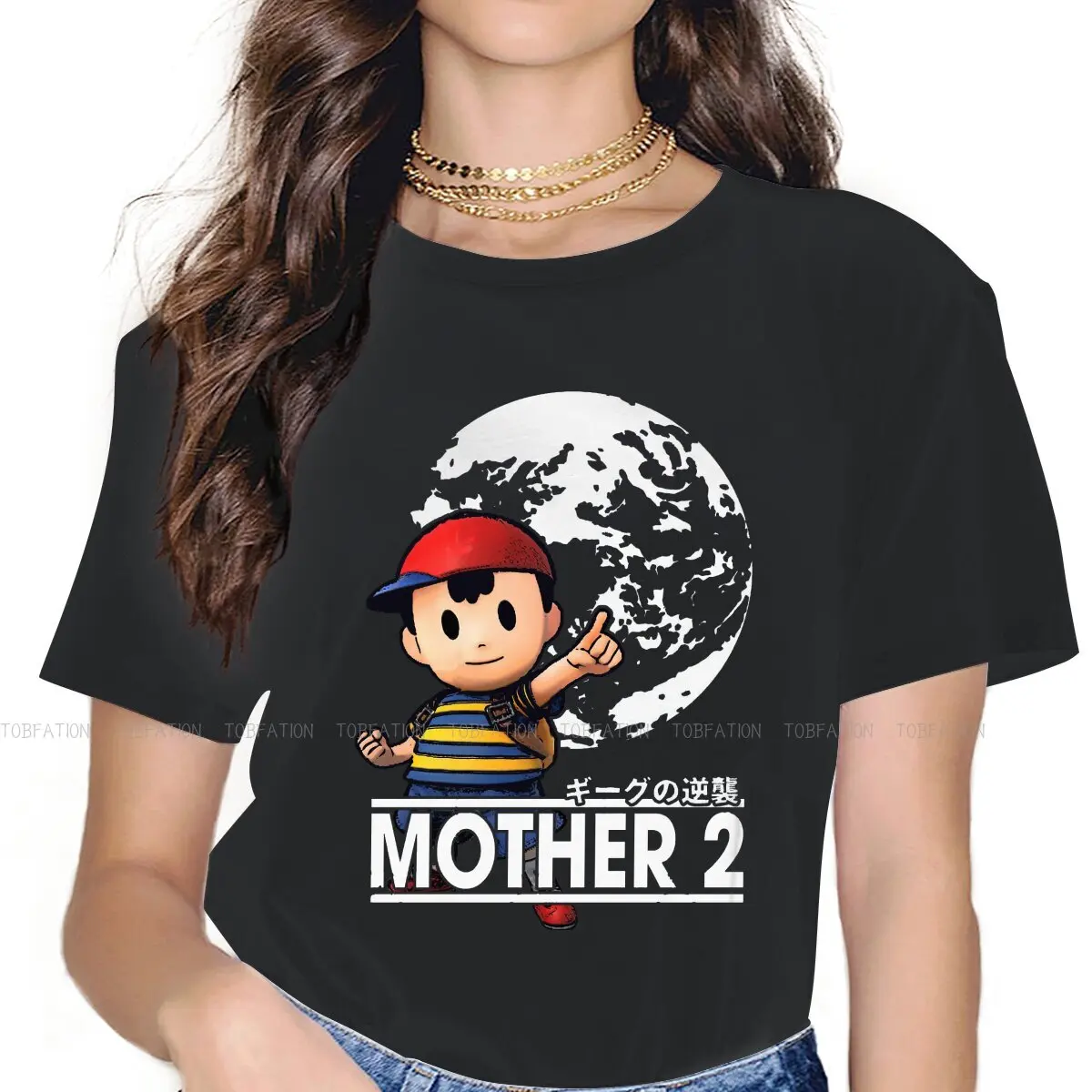 Ness Women Clothing Mother EarthBound Game Graphic Print Female Tshirts Vintage Graphic Loose Tops Tee Kawaii Girls Streetwear