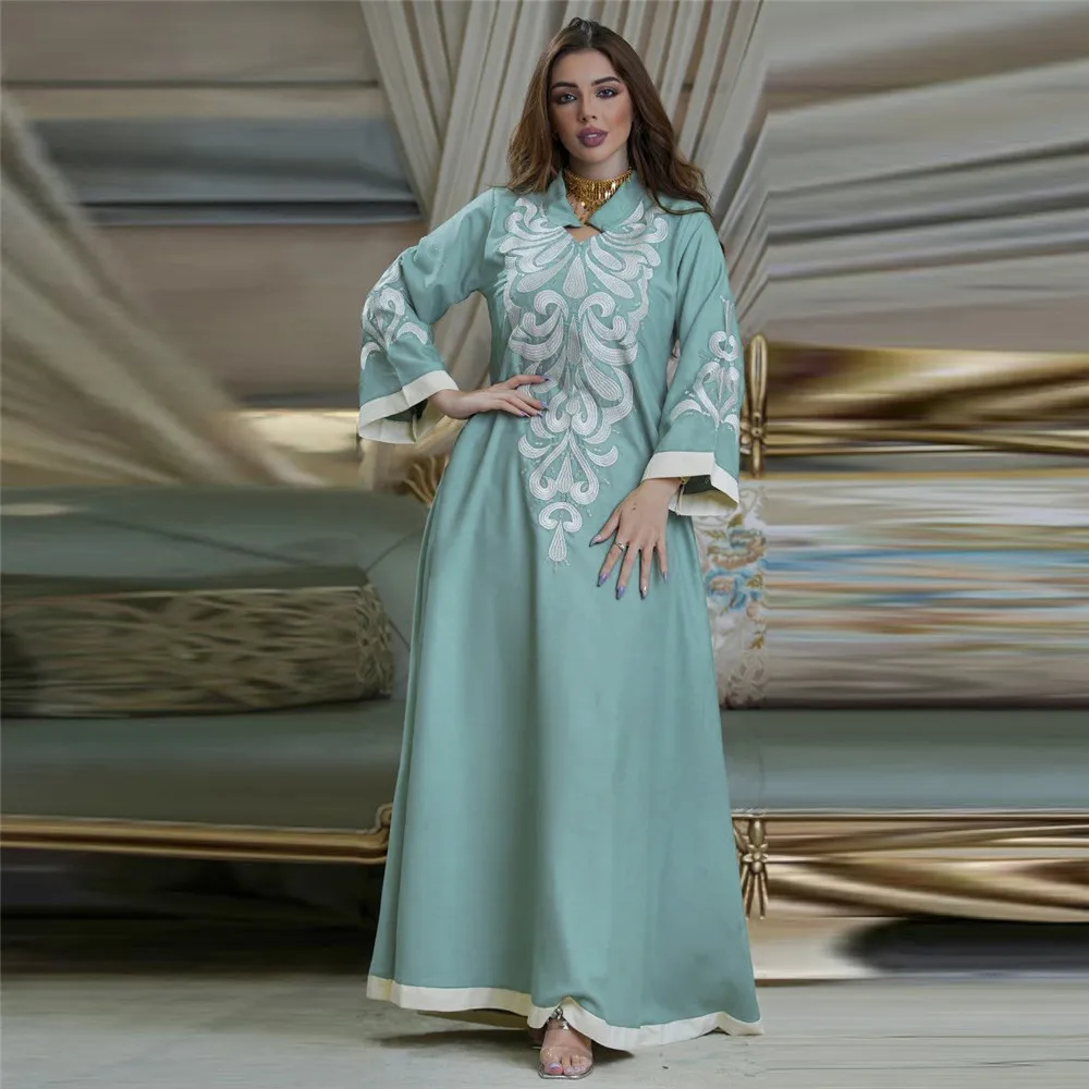 

Eid Mubarak Muslim Caftan Embroidery Abaya for 2024 Women Dress Dubai Jalabiya Turkey India Kaftan Maxi Gown Clothing Islam Robe