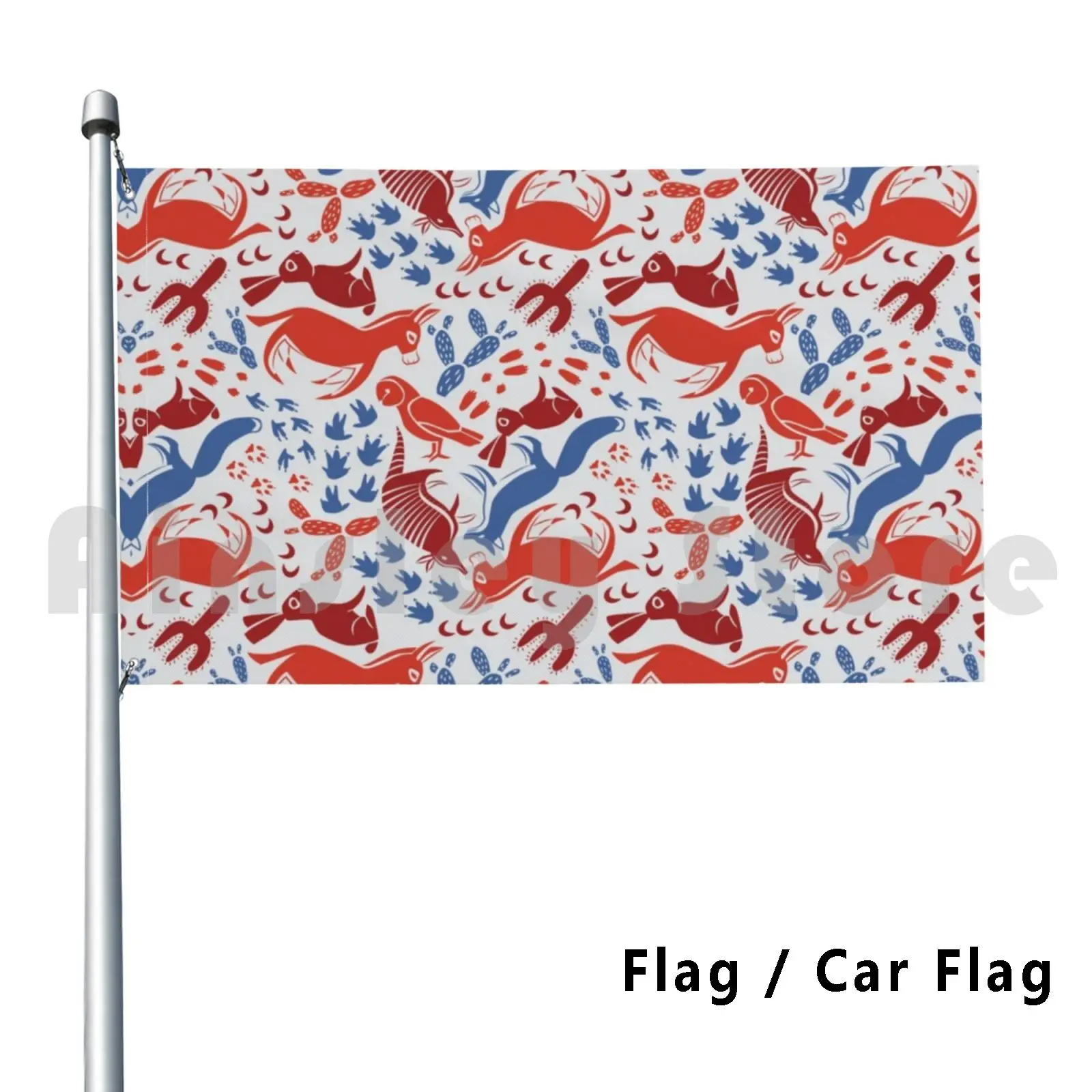 Desert Animals Outdoor Decor Flag Car Flag Desert Animals Fox Owl Hare Rabbit Donkey Mule Armadillo Cactus Cacti