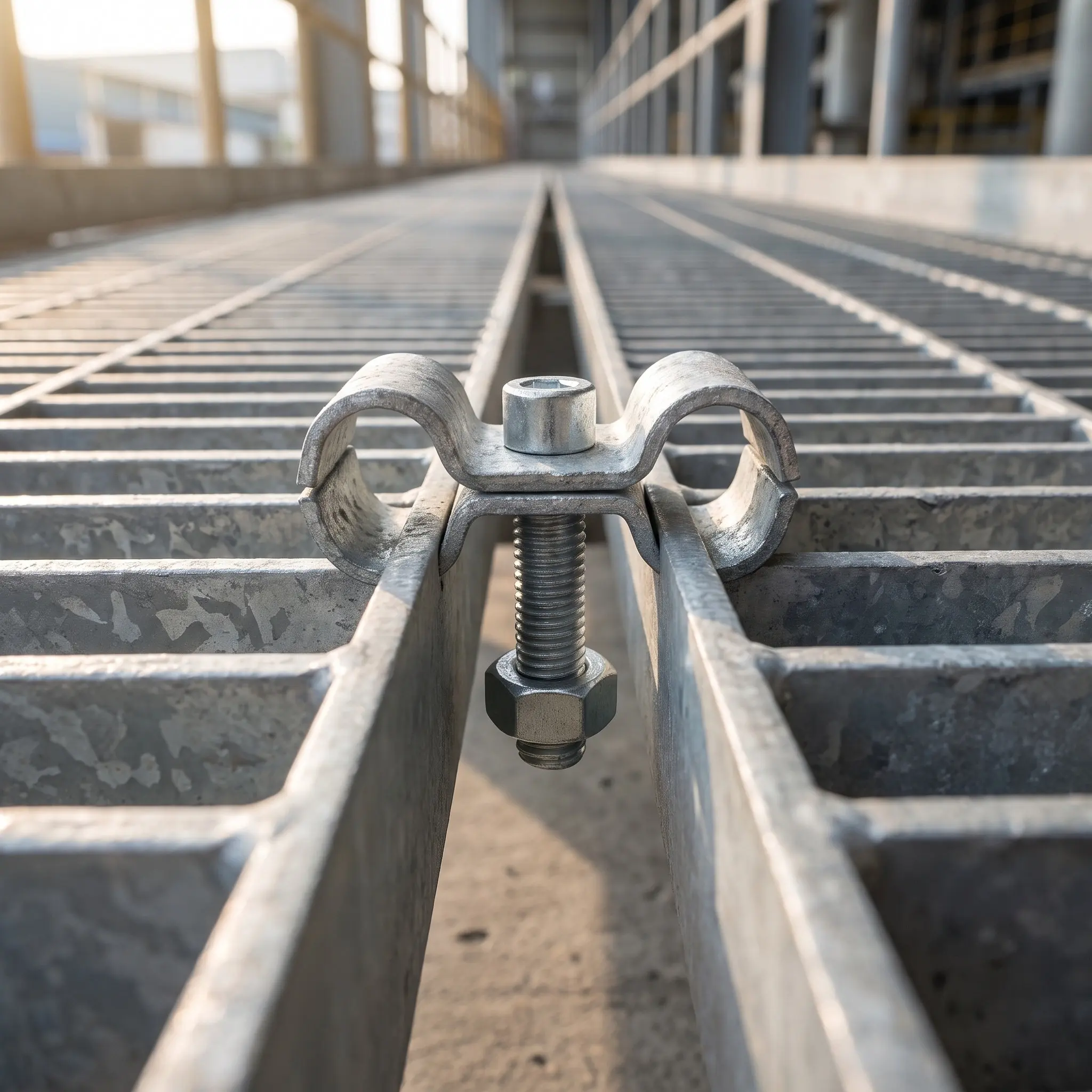 5Pcs M Type Grating Clip Double Saddle Industrial Floor Grating Stair Treads Mezzanine Walkways 1.18-1.38 Inch Spacing