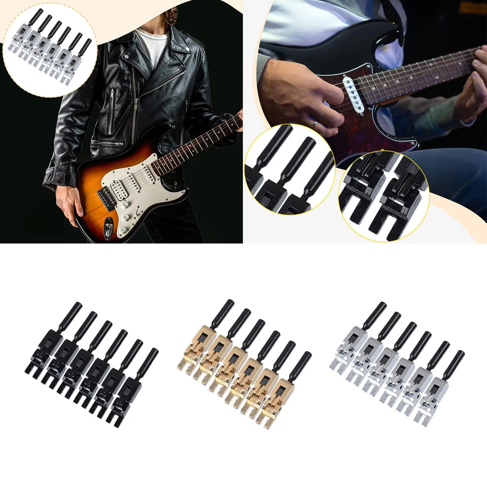 6 قطع مغلقة السروج قطع غيار الأدوات نظام قفل مزدوج ملحقات الغيتار الكهربائي المعادن الصلبة استبدال مباشرة #2