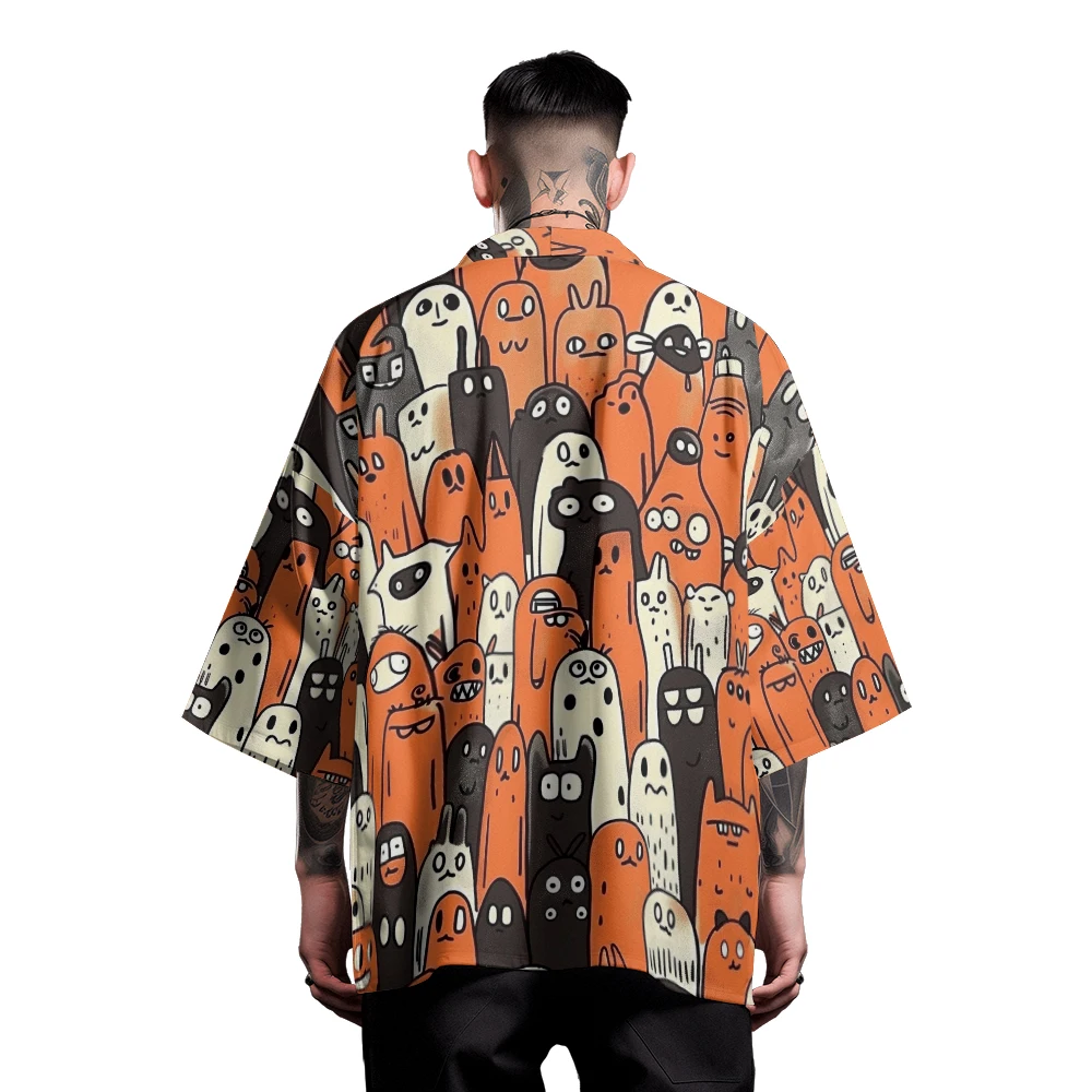 Classic Chinese Style Design Sense of National Tide Dragon Anime Taoist Robe Men's Fashion Casual Kimono Men's Tops