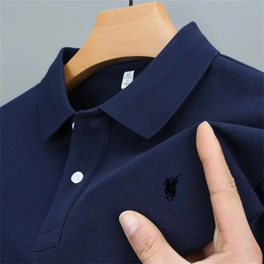 2024 Summer New Men\'s Lapel Anti-pillin Polo Shirt Embroidered Short Sleeve Casual Business Fashion Slim Fit Polo Shirt for Men