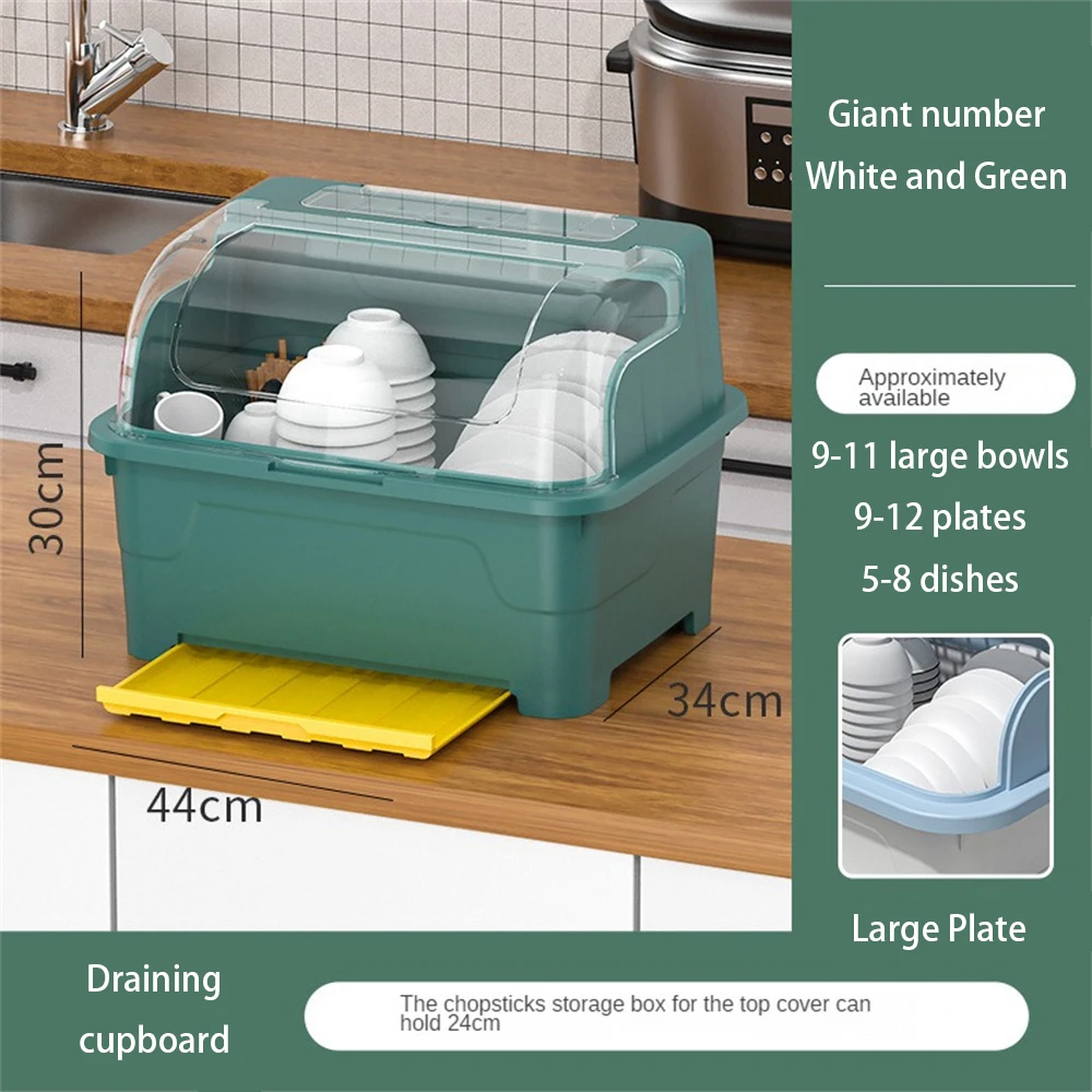 

Storage Holder With Lid Sealing Plate Drainage Storage Box For Kitchen Cabinet Bowl Tableware Plastic Rack Home Organization