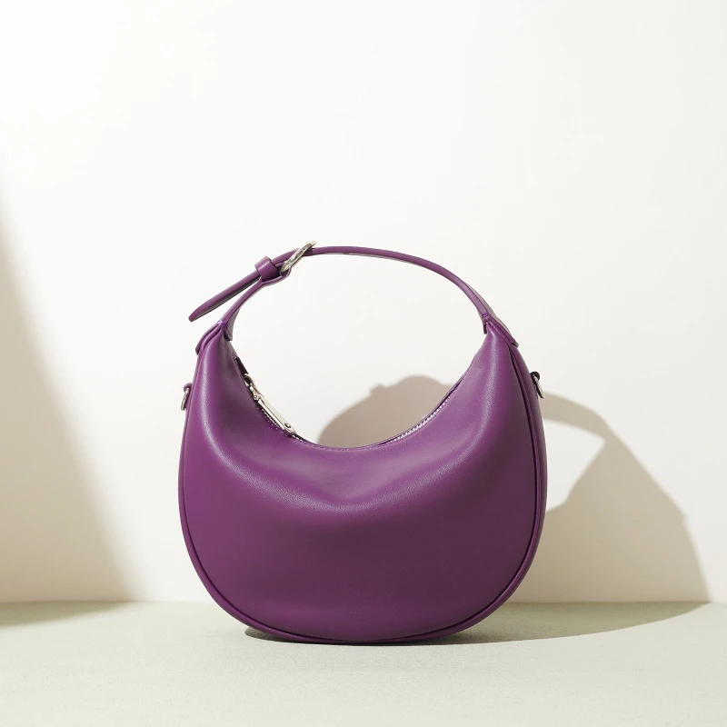 

Fashion Women Half Moon Handbags Niche Design Genuine Leather Shoulder Bags Original Brand Small Elegant Underarm Bags Purses