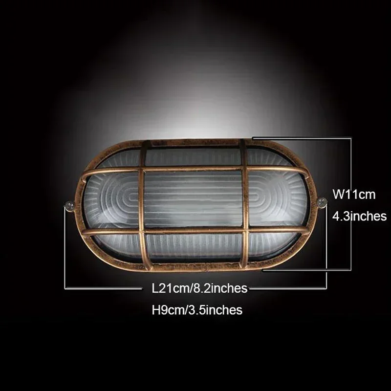 Retro LED-wandlamp Elliptisch Stofdicht Explosiebestendig Vochtbestendig E27 Verlichting Lage zijschaal Buitenveranda Verlichting Lampen